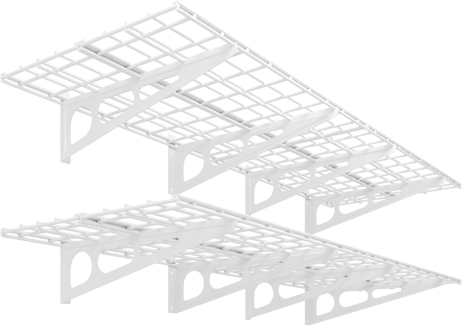 FLEXIMOUNTS 2-Pack 2x6ft Garage Shelving 24-inch-by-72-inch Heavy Duty Wall M...