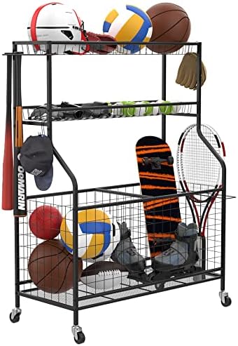 WALMANN Garage Balls and Sports Equipment Organizer, Ball Storage Rack