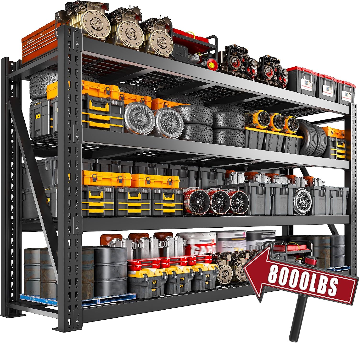 Bepatio 8000LBS Heavy Duty Garage Shelving,77" W Shelves for Industrial