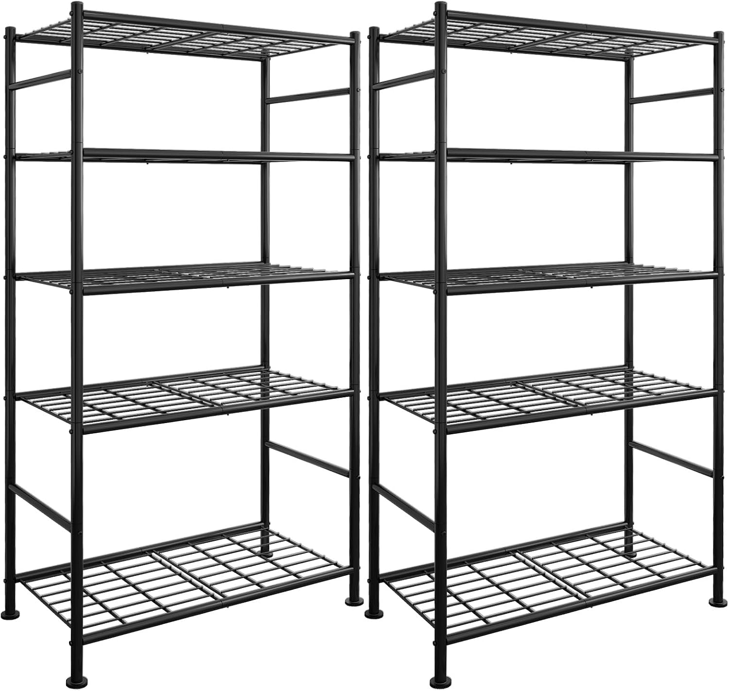 Sakugi 2-Pack 5-Tier Steel Garage Storage Shelves, Black