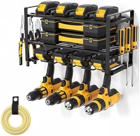 TGSAS 3-Layer Power Tool Organizer Wall Mount, Garage Wall Tool Organizer with Drill Holder, Heavy Duty Metal Shelf for Garage &amp; Workshop : Tools &amp; Home Improvement