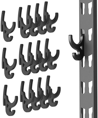 Heavy Duty Universal Hook 2 in 1 for Industrial Storage Racks, Made of Black ABS Plastic. Multi Purpose for Garage Shelving, with a Weight Capacity of up to 55 lbs.（15Pack）