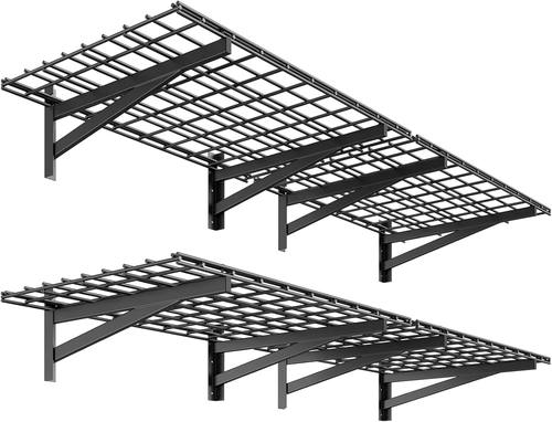 2-Pack 2x6ft Garage Shelving, Heavy Duty Wall Mounted, 1400lbs Load