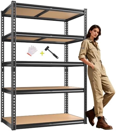 ROOMFAVE 5 Tier Garage Shelving Heavy Duty Storage Shelves, 72"x35.8"x16"